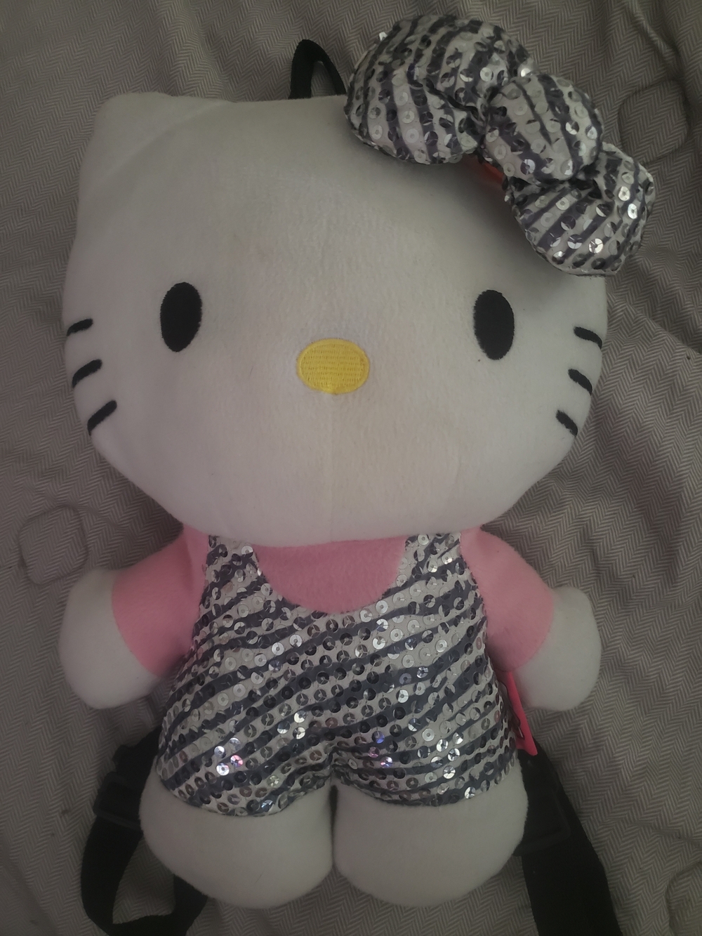 Hello Kitty White Plush Backpack with Sequin Bow
